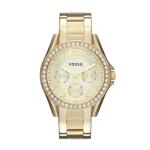 Fossil Women's Riley Quartz Stainless Steel Multifunction Watch, Gold Glitz, 38mm Fossil Watch, Model: ES3203