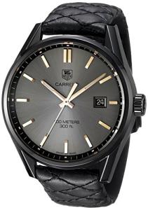 TAG Heuer Women's 'Carrera' Swiss Quartz Titanium and Black Leather Dress Watch (Model: WAR101A.FC6367)