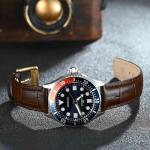 WOCCI 20mm Watch Band, Top Grain Leather, Embossed Alligator Grain, Quick Release, Golden Buckle (Brown)