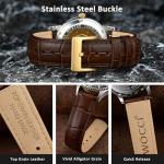 WOCCI 20mm Watch Band, Top Grain Leather, Embossed Alligator Grain, Quick Release, Golden Buckle (Brown)