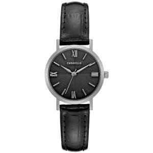 Caravelle by Bulova Ladies' Dress 3 Hand Quartz Leather Strap Watch, Stainless Steel, 28mm
