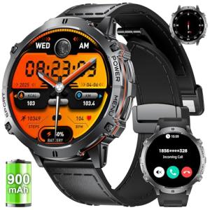 Smart Watches for Men with 900mAh(60+Standby),1.73" AMOLED Reloj Inteligente para Hombre with Bluetooth Call,110+ Sports Mode Fitness Tracker/Heart Rate Sleep Health Monitor/Android iOS Smart watch