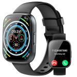 Puqo Smart Watches for Men Women, 1.95" HD Touchscreen Fitness Tracker with Bluetooth Calls, IP68 Waterproof, 120+ Sport Modes, 7-Day Battery, 24/7 Heart Rate & Sleep Monitor for Android iOS (Black)