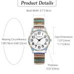 OIDEA Stretch Band Watches for Women: Bohemia Flower Easy Reader Elastic Band Watch Large Face Big Number Analog Quartz Bracelet Watch Expansion Band Wristwatch