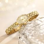 BERNY Gold Watches for Women Dainty Ladies Wristwatch Vintage Copper Mirrors Shape Japanese Quartz Movement 3ATM Waterproof All Stainless Steel Fashion Female Wrist Watch Luxury Birthday Gifts