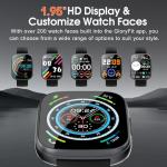 Puqo Smart Watches for Men Women, 1.95" HD Touchscreen Fitness Tracker with Bluetooth Calls, IP68 Waterproof, 120+ Sport Modes, 7-Day Battery, 24/7 Heart Rate & Sleep Monitor for Android iOS (Black)