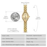 BERNY Gold Watches for Women Dainty Ladies Wristwatch Vintage Copper Mirrors Shape Japanese Quartz Movement 3ATM Waterproof All Stainless Steel Fashion Female Wrist Watch Luxury Birthday Gifts