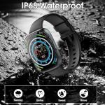 Puqo Smart Watches for Men Women, 1.95" HD Touchscreen Fitness Tracker with Bluetooth Calls, IP68 Waterproof, 120+ Sport Modes, 7-Day Battery, 24/7 Heart Rate & Sleep Monitor for Android iOS (Black)