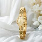 BERNY Gold Watches for Women Dainty Ladies Wristwatch Vintage Copper Mirrors Shape Japanese Quartz Movement 3ATM Waterproof All Stainless Steel Fashion Female Wrist Watch Luxury Birthday Gifts