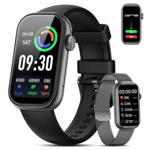 LIGE Smart Watch for Men Women(Answer/Dial Calls),1.47" HD Display,70 Sports Modes/IP68 Waterproof Fitness Watch, with Heart Rate/SpO2 for Android/iOS Black