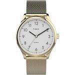 Timex Women's Modern Easy Reader 32mm Watch – Gold-Tone Case White Dial with Gold-Tone Stainless Steel Mesh Bracelet