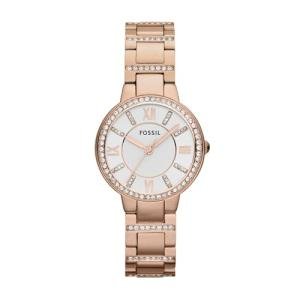 Fossil Women's Virginia Quartz Stainless Steel Three-Hand Watch, Color: Rose Gold Glitz (Model: ES3284)