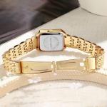 BESTKANG Watches for Women Wrist Watches Steel Strap Womens Watch Casual Fashion Simple Square Quartz Wristwatch (Gold-White)