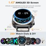 Smart Watch, 2026 AMOLED 1.43" Fitness Smartwatch for Men Women, Bluetooth 5.4 Call, 130+Sports Modes, 60+Days Flashlight, Heart Rate/Sleep Monitor, IP68 Waterproof Activity Tracker for Android iOS