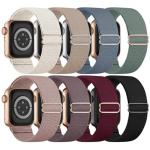 8 Pack Stretchy Solo Loop Band Compatible with Apple Watch Bands for Women Men 40mm 38mm 41mm 42mm 44mm 45mm 46mm 49mm, Nylon Braided Strap for iWatch Series 11 10 9 8 7 6 SE 5 4 3 Ultra 3 Ultra 2
