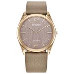 Citizen Unisex Eco-Drive Dress Classic Eco Watch, Beige Leather Strap, Pink Dial, 2 Hand (Model: AR3123-00X)