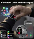 SUNKTA Military Smart Watch for Men,2.13''AMOLED/430mAh Battery Smart Watches with LED Flashlight for Android iOS (Bluetooth Call Answer/Calls) Fitness Tracker with Heart Rate/Sleep Tracking Black