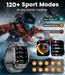 SUNKTA Military Smart Watch for Men,2.13''AMOLED/430mAh Battery Smart Watches with LED Flashlight for Android iOS (Bluetooth Call Answer/Calls) Fitness Tracker with Heart Rate/Sleep Tracking Black