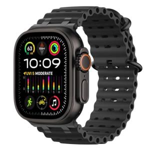 MoKo Ocean Band Compatible with Apple Watch Ultra 3/2/1 49mm, Upgraded Silicone Sports Bands 46mm 45mm 44mm for Men Women, Series 11/10/9/8/7/6/5 SE3/2/1 Breathable Strap with Metal Connector, A-Bk/Bk