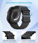 MoKo Ocean Band Compatible with Apple Watch Ultra 3/2/1 49mm, Upgraded Silicone Sports Bands 46mm 45mm 44mm for Men Women, Series 11/10/9/8/7/6/5 SE3/2/1 Breathable Strap with Metal Connector, A-Bk/Bk