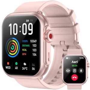 Smart Watch for Men Women, 1000mAh Battery 100-Day Standby Time, 1.85" HD Screen Fitness Tracker, 110+ Sport Modes, IP68 Waterproof, Heart Rate/Sleep Monitor, Fitness Watch for Android/iOS (Pink)