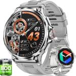 LIGE Military Smart Watch for Men,1.85" HD/800mAh Battery Smart Watches for Android iOS (Bluetooth Call Answer/Calls) Fitness Tracker with Heart Rate/Sleep Tracking Silver