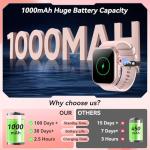 Smart Watch for Men Women, 1000mAh Battery 100-Day Standby Time, 1.85" HD Screen Fitness Tracker, 110+ Sport Modes, IP68 Waterproof, Heart Rate/Sleep Monitor, Fitness Watch for Android/iOS (Pink)