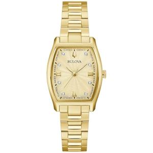 Bulova Ladies Dress Classic Diamond 3-Hand Quartz Watch, Stainless Steel Bracelet, 26x35mm Case