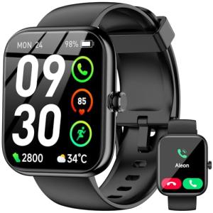 Smart Watch with Alexa Built-in, 1.83" HD Touchscreen Fitness Tracker, Bluetooth Notifications/Calls, IP68 Waterproof, 120+ Sport Modes, 24/7 Heart Rate & Sleep Monitor for iPhone Android iOS (Black)
