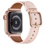 MNBVCXZ Compatible with Apple Watch Band 38mm 40mm 41mm 42mm 44mm 45mm 46mm 49mm Women Men Genuine Leather Replacement Strap for iWatch Series 11 10 9 8 7 6 5 4 3 2 1 SE Ultra (Pink Sand/Rose Gold)