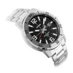 Casio MTP-VD01D-1BV Men's Enticer Stainless Steel Black Dial Casual Analog Sporty Watch, Silver, 48×42×10.7mm, Quartz Movement