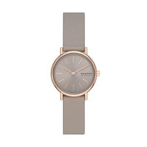 Skagen Women's Signatur Lille Two-Hand Rose Gold Stainless Steel and Gray Leather Band Watch (Model: SKW3060)