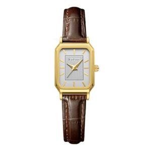 RioFoior Gold Watches for Women-Rectangular Case Minimalist Dial,Comfortable Leather Strap,Water Resistant（White-Brown）