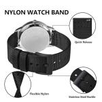 BISONSTRAP Men’s Nylon Watch Bands, Two-Piece Military Watch Straps, Quick Release, Brushed Buckle, 18mm, Black (Black Buckle)