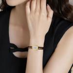 RioFoior Gold Watches for Women-Rectangular Case Minimalist Dial,Comfortable Leather Strap,Water Resistant（White-Brown）