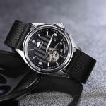 BISONSTRAP Men’s Nylon Watch Bands, Two-Piece Military Watch Straps, Quick Release, Brushed Buckle, 18mm, Black (Black Buckle)