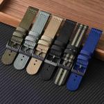 BISONSTRAP Men’s Nylon Watch Bands, Two-Piece Military Watch Straps, Quick Release, Brushed Buckle, 18mm, Black (Black Buckle)