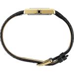 Seiko SWR054 Women's Watch - Water Resistant with Gold-Tone Stainless Steel Rectangular Case, White Dial with Roman Numerals, Black Leather Strap