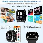 Smart Watch for Men Women, 2.0" HD Touchscreen Fitness Tracker, Bluetooth Calls/Notifications, IP68 Waterproof, 100+ Sport Modes Fitness Watch, Heart Rate Sleep Monitor Smartwatch for Android iOS