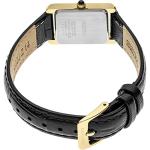 Seiko SWR054 Women's Watch - Water Resistant with Gold-Tone Stainless Steel Rectangular Case, White Dial with Roman Numerals, Black Leather Strap