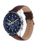 Tommy Hilfiger Men's Stainless Steel Quartz Watch with Leather Strap, Blue