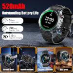 Military Smart Watch for Men Built-in GPS with LED Flashlight Compass, 1.43" AMOLED Display 5ATM Waterproof Fitness Tracker with Heart Rate/Sleep/Blood Oxygen, Watches for Android/iPhone, Black