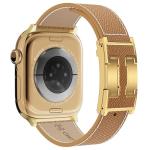 Leather Band Compatible with Apple Watch 49mm46mm45mm44mm42mm41mm 40mm38mm,Stylish Magnetic H Buckle Strap for iWatch Ultra 2/1/SE/Series 10/9/8/7/6/5/4/3/2/1 Women Men (Brown Band+Gold H Buckle, 38mm40mm41mm42mm)