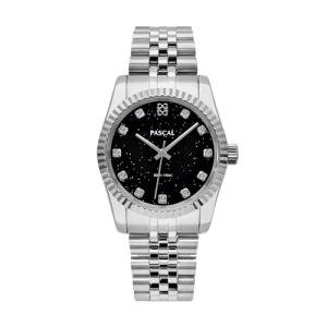 PASCAL Men's Timeless Classic Diamond Watch – Swiss Quartz Watch with Lab-Grown Diamonds, Sapphire Crystal, Elegant Dress Watch Gift,3 ATM Water Resistant,Fits 6.5"-9.5" Wrists (Navy,36MM)