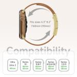 Leather Band Compatible with Apple Watch 49mm46mm45mm44mm42mm41mm 40mm38mm,Stylish Magnetic H Buckle Strap for iWatch Ultra 2/1/SE/Series 10/9/8/7/6/5/4/3/2/1 Women Men (Brown Band+Gold H Buckle, 38mm40mm41mm42mm)