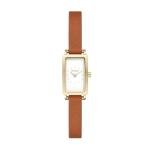 Skagen Women's Hagen Rectangular Three-Hand Gold Stainless Steel and Brown Leather Band Watch (Model: SKW3096)