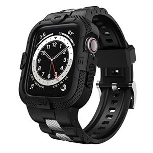 GELISHI Bands Compatible for Apple Watch Band 45mm 44mm 42mm, Men Sport Rugged Band with Protective Case for Watch Series 9 8 7/Series 6 SE 5 4 3, Black