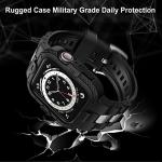 GELISHI Bands Compatible for Apple Watch Band 45mm 44mm 42mm, Men Sport Rugged Band with Protective Case for Watch Series 9 8 7/Series 6 SE 5 4 3, Black