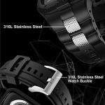 GELISHI Bands Compatible for Apple Watch Band 45mm 44mm 42mm, Men Sport Rugged Band with Protective Case for Watch Series 9 8 7/Series 6 SE 5 4 3, Black