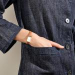 Skagen Women's Hagen Rectangular Three-Hand Gold Stainless Steel and Brown Leather Band Watch (Model: SKW3096)